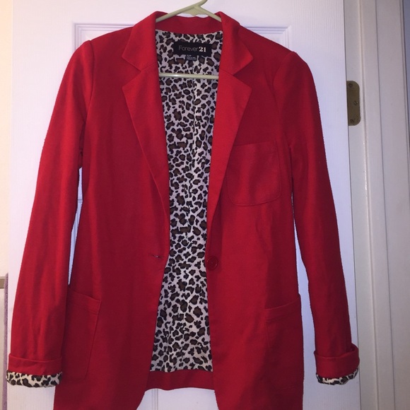 🚫SOLD🚫 Forever 21 red cheetah blazer size small