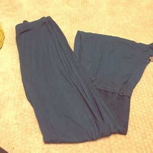Blue bell bottom jersey pants