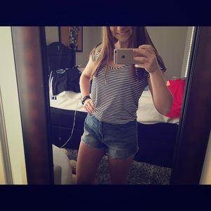 high-waisted shorts, size 6