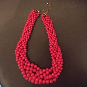Braided red necklace