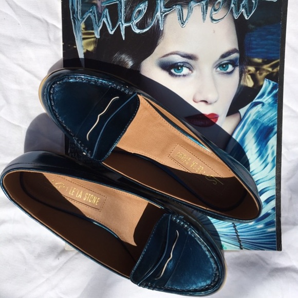 "Eina" by Leila Stone Deep Lake Metallic Loafers!
