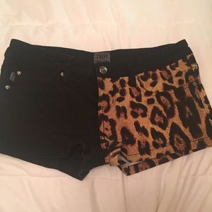 Shorts half Leopard half black.