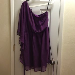 Purple One shoulder Party Dress