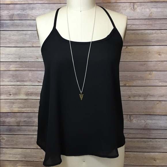 Chiffon black tank top from wet seal