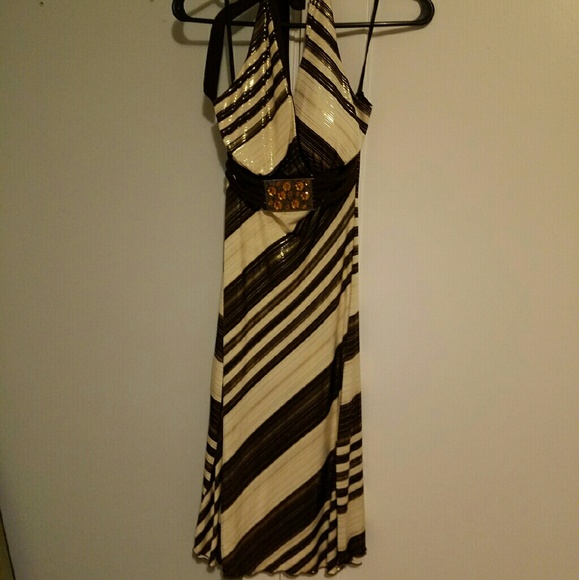 Brown, Cream, and Gold halter dress