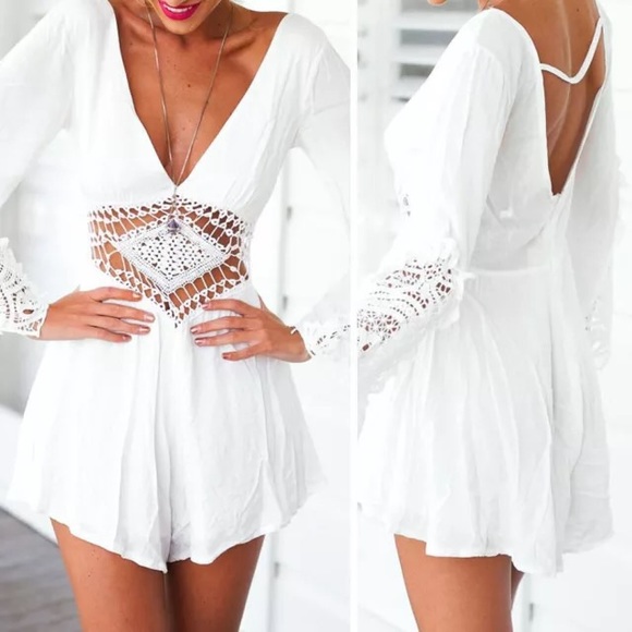Chiffon lace elegant romper