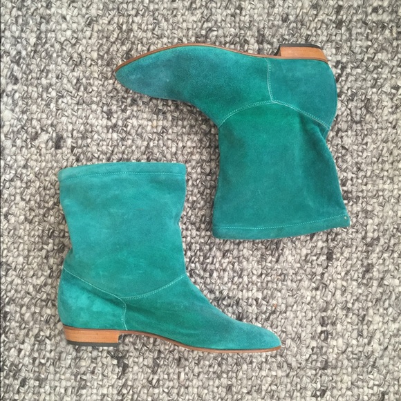 ❕SOLD❕Vintage teal boots/booties 6.5/7 - Picture 1 of 2