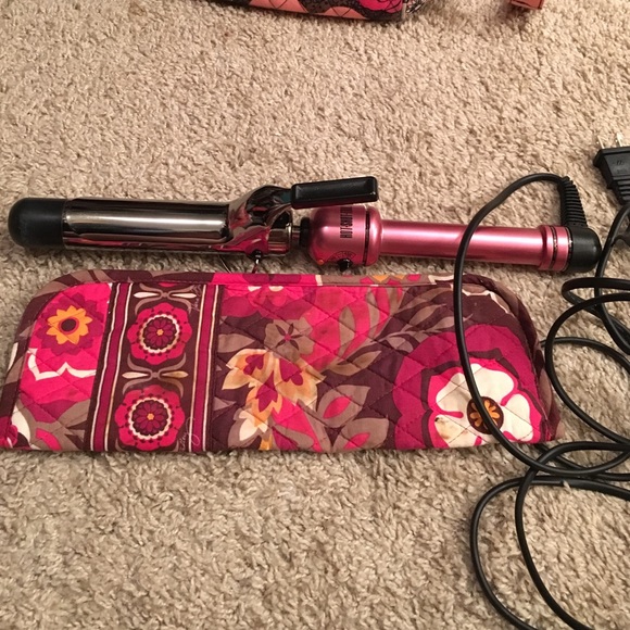 Hot tools curling iron and Vera Bradley holder.