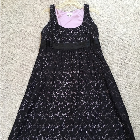 Black and pink/lavender lace Mimi Maternity dress.