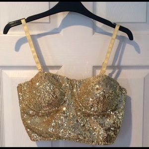 Very sexy gold sequin crop corset top size medium
