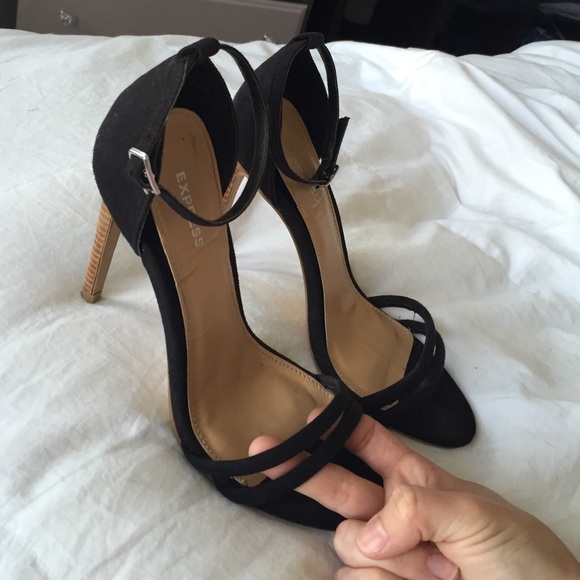 Express, strappy black heels