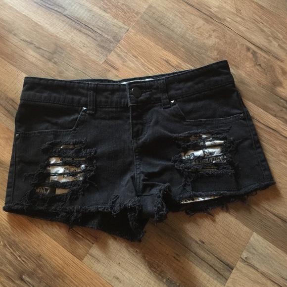 PacSun Pants - Distressed and frayed black shorts