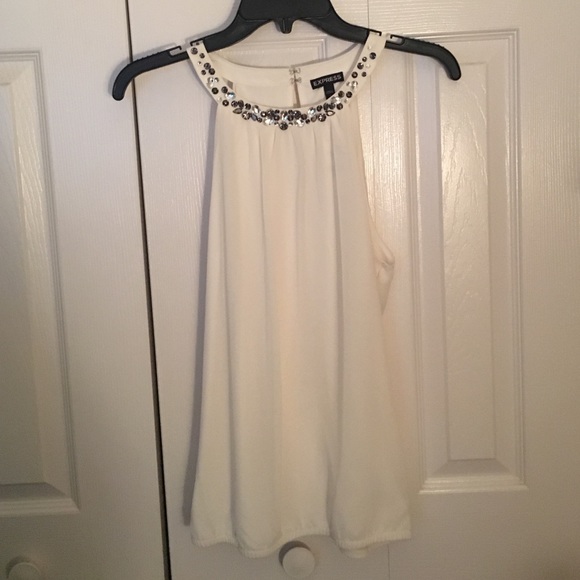 White jeweled Express top