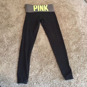 PINK leggings with neon yellow beading