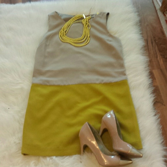 🎉WEEKEND SALE🎉 Chartreuse Color Block Dress