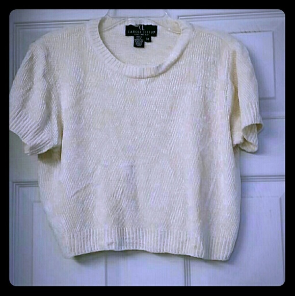 Chenille cream crop top