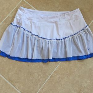Nike blue and white ruffled tennis skirt