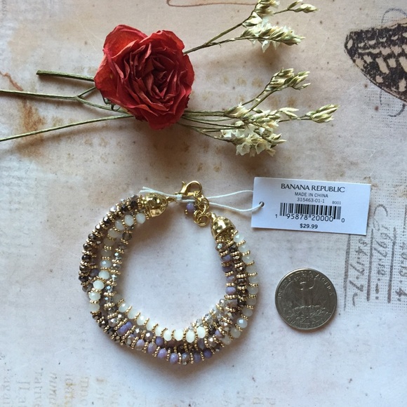 NWT Banana Republic Purple Sparkle Cuff Bracelet