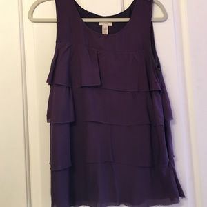 Jcrew purple ruffle blouse