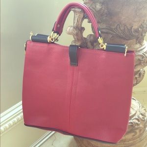 Red and dark brown bag