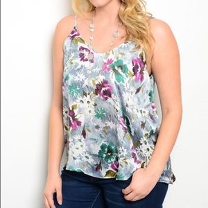 💛 Plus Size Top Gray Magenta Green