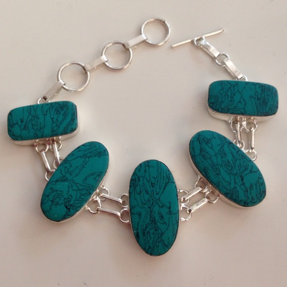 💯% 925 Sterling silver spider Turquoise bracelet