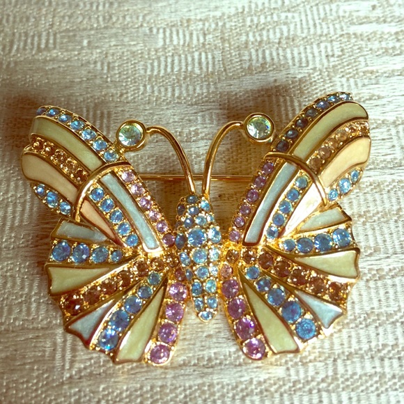 Authentic Swarovski Crystal Butterfly Pin EUC