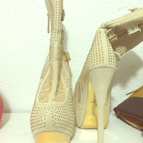 Gold studded stilettos
