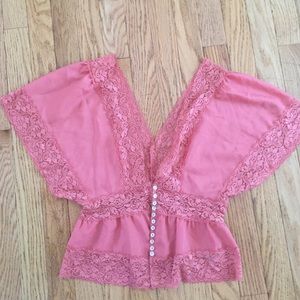 Peach forever 21 deep V top