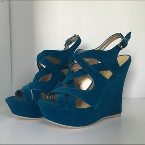 ⛔️SOLD | Teal Suede Wedges