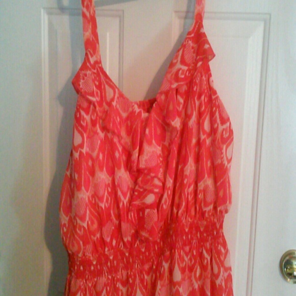dark coral pattern maxi dress