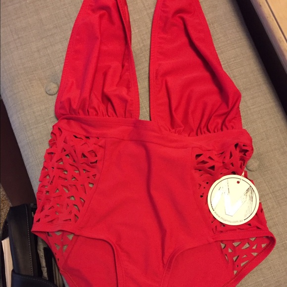 NWT Stephanie Maillot one piece red monokini - Picture 1 of 4