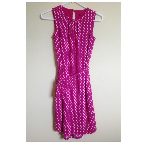 Pink and White Patterned Sleeveless LOFT Dress