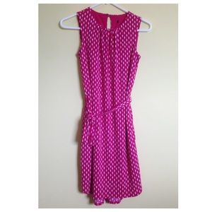Pink and White Patterned Sleeveless LOFT Dress
