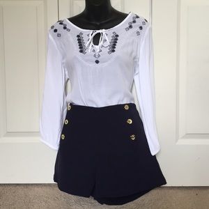 High Waist Navy Sailor Shorts