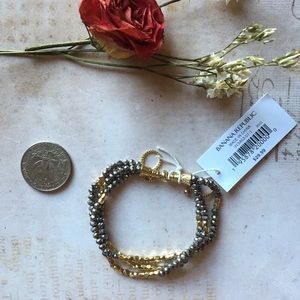 NWT Banana Republic Black&Gold Glass Bead Bracelet