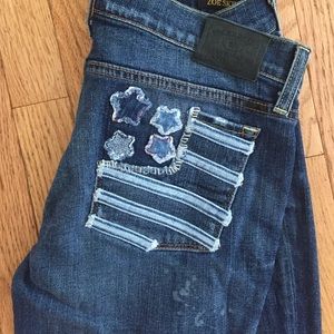 Rare patchwork distressed Lucky Brand skinny jeans