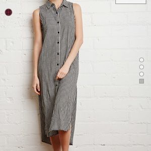 Gingham Side Slit Maxi Dress/ Duster