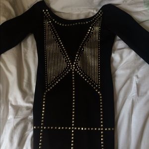 Black, gold studded dress