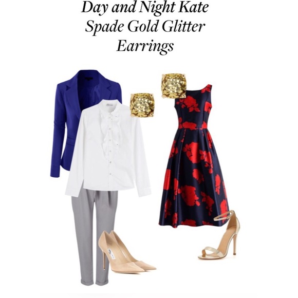 NWT Kate Spade Gold Glitter Small Square Studs - Picture 2 of 4