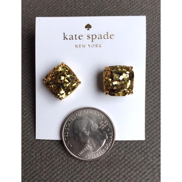 NWT Kate Spade Gold Glitter Small Square Studs - Picture 4 of 4