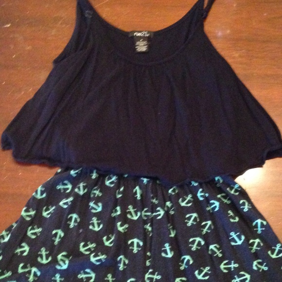 Rue21 Pants - Rue 21 Navy and Teal Anchor Romper