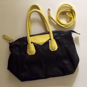 Black and Neon Yellow Tote with Matching Strap