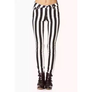 Black and white striped pants