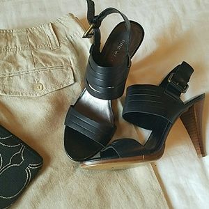 Nine West black leather sandals 9