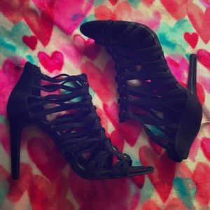 Black caged/ strappy heels