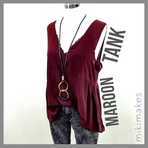 Zara Tops - ZARA • NWT maroon v-neck blouse w/gathered sides
