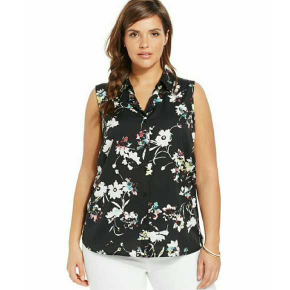 Jessica Simpson Plus Size Sleeveless Printed Blous