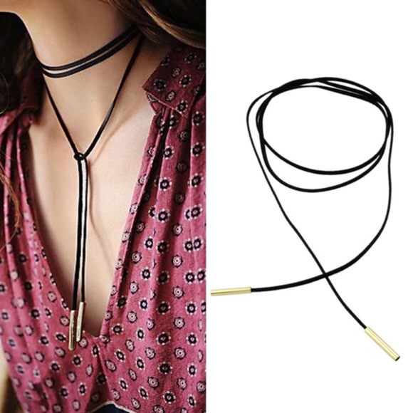 Faux Suede String Wrap Choker