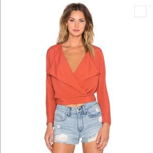 Lovers & Friends Effortless Wrap Top in Burnt Orng